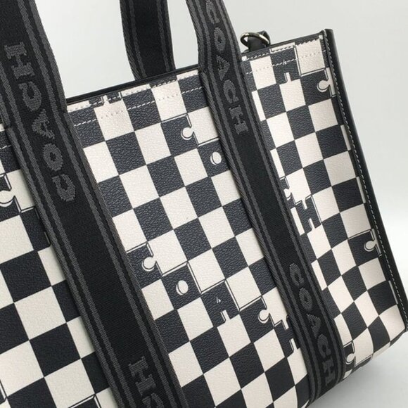 Coach Silver/Black/Chalk Smith Tote With Checkerboard Print - Picture 6 of 6